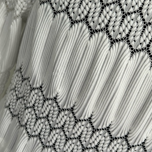 Free People Boho Crochet Knit Peplum Top Ivory | Size M - Picture 8 of 10